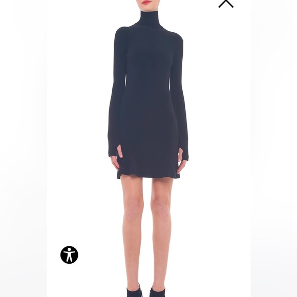Norma Kamali Fishtail Mini Dress Black long sleeve turtleneck - Picture 4 of 12